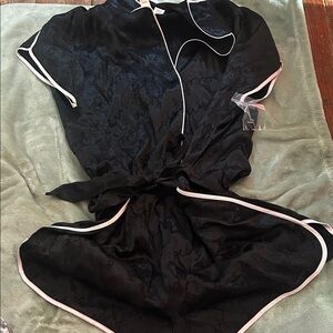 Victoria's Secret Black Satin Pajama Romper